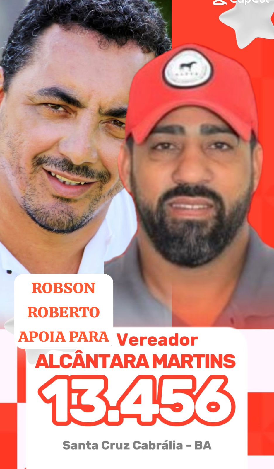 Robson Roberto apoia Alcântara Martins para vereador em Cabrália